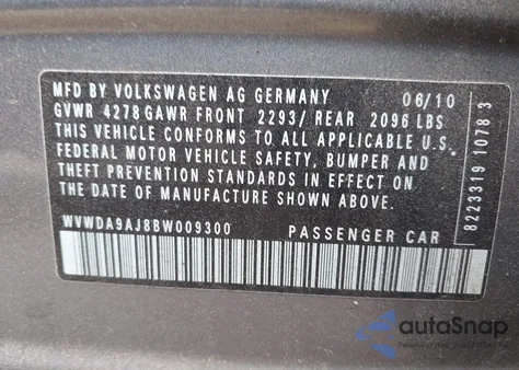 2011 Volkswagen Golf 2.5L 4-Door from USA, damaged, VIN WVWDA9AJ8BW009300
